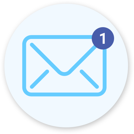 Das E-Mail-Symbol zeigt an, dass eine neue Nachricht eingegangen ist.